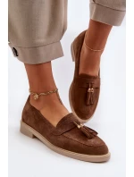 Zazoo 3420 Semišové Dámské Mokasíny na Ploché Podrážce Hnědé