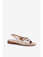 Lesklé dámské sandály s ozdobou S.Barski KV51-006 zlaté