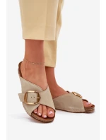 Kožené Pantofle Se Zlatou Sponou Maciejka 07000-22 Pistácie Kožené Pantofle Se Zlatou Sponou Maciejka 07000-22 Pistácie