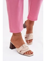 Dámské lodičky na podpatku s pásky Eko semiš Béžové Corivelle