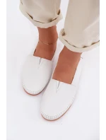 Kožené dámské polobotky LR61-7051 Bílé