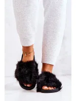 Pantofle s kožíškem Gumove Černe Pollie