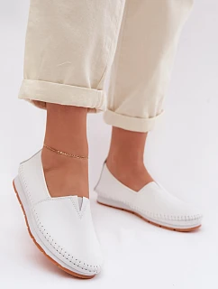 Kožené dámské polobotky LR61-7051 bílé - S.Barski