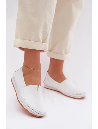 Kožené dámské polobotky LR61-7051 bílé - S.Barski