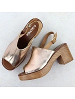 Dámské zlaté sandály na jehlovém podpatku M.Daszynski MR23126-7