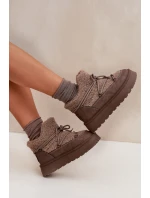 Dámské Sněhule Na Platformě S Kožíškem Typu Beránek SS274112 Hnědé