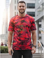 Pánské tričko s potiskem v kamuflážovém vzoru, červené, FashionStreet NX2002R Pánské tričko s potiskem v kamuflážovém vzoru, červené, FashionStreet NX2002R