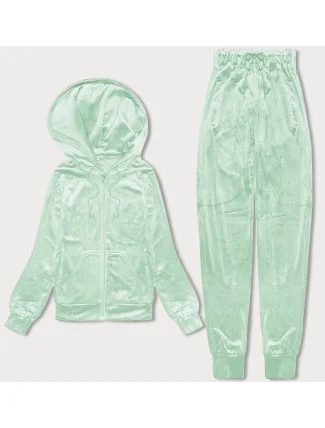 Dámská velurová souprava v pistáciové barvě s rozepínací mikinou (8C1176-39) Dámská velurová souprava v pistáciové barvě s rozepínací mikinou (8C1176-39)
