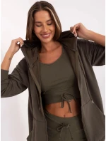 Tojdílný dámský komplet basic v khaki barvě (7742)