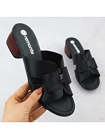 Dámské kožené žabky na klínku černé Remonte R8759-01