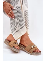 Dámské Pantofle Se Zlatým Detailem Na Platformě S Třpytkami Camel Eanes