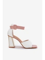 Lakovane Dámské Sandály Na Podpatku Vinceza 20266 Bílé