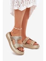 Zdobené Dámské Sandály Na Platformě Zlaté Jestella