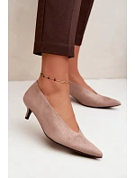 Kožené lodičky s kitten heel béžové Nuretta Kožené lodičky s kitten heel béžové Nuretta