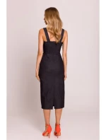 M843 Džínové midi šaty - grafitové