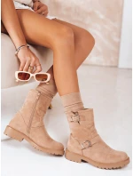 Dámské semišové béžové kozačky FashionStreet ZY1217
