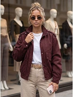 Dámská semišová bomberka v bordó barvě FashionStreet TY6066 Dámská semišová bomberka v bordó barvě FashionStreet TY6066
