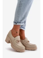 Zazoo 20175 Lakované Polobotky Dámské Na Podpatku Přírodní Kůže Světle Béžové