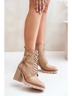 Zateplené botky na podpatku se zlatým detailem béžové Ivarisse