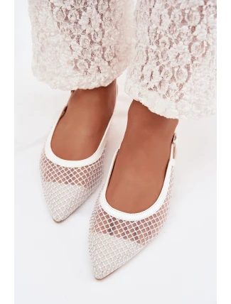 Síťované baleríny s odhalenou patou bílé Pyvona