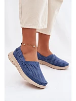Otevřené lehké dámské mokasiny Sergio Leone MK099H modré