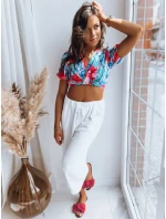 FLOWER BOOM dámský vzorovaný tyrkysový top FashionStreet RY2230