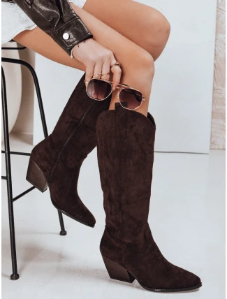 Dámské semišové kovbojské boty hnědé FashionStreet ZY1328