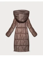Hnědá zimní vypasovaná bunda v délce do poloviny stehen S'West (B/R8535-48)