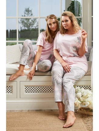 Italská móda Dracena cr. r. long. barva:růžová/potisk