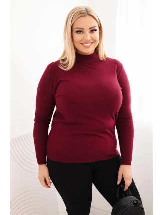 Dámský svetr Plus Size z viskózy s rolákem bordový
