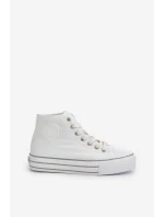 Zateplené dámské tenisky na platformě OO274A473 bílé