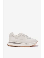 Kožené Dámské Tenisky Na Platformě Big Star RR274A333 Bílé Kožené Dámské Tenisky Na Platformě Big Star RR274A333 Bílé