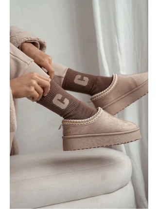 Dámské Froté Ponožky S Písmenem C Hnědé