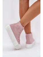 Dámské plátěné tenisky na platformě Big Star – růžové