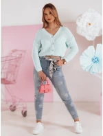 Dámské úzké džínové kalhoty s páskem CRYSTALUX modré FashionStreet UY2427 Dámské úzké džínové kalhoty s páskem CRYSTALUX modré FashionStreet UY2427