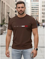 Pánské bavlněné tričko s nápisem PARIS, hnědé, FashionStreet NX5139R