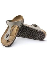 Pánské šedé žabky Birkenstock Gizeh Birko-Flor Nubuck Stone regular wide (43391) dámské Pánské šedé žabky Birkenstock Gizeh Birko-Flor Nubuck Stone regular wide (43391) dámské