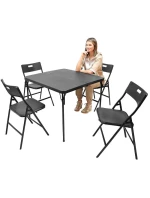 STOLEK PRO CATERING KOMPAKTNÍ STOLEK 86,5x86,5x71 cm a 4 SEDÁTKA ČERNÝ