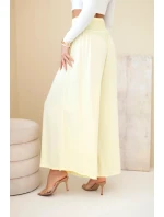 Dámské viskózové kalhoty s elastickým pasem žluté