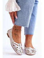 Dámské Kožené Baleríny Maciejka 01358-22 Béžová a zlatá