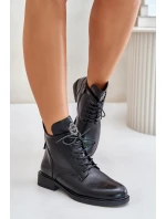 Zateplené boty na plochém podpatku s ozdobou černé Leonise Zateplené boty na plochém podpatku s ozdobou černé Leonise