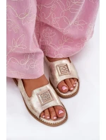 Elegantní Dámské Sandály Na Plochém Podpatku S Ozdobou S.Barski KV51-082 Zlaté