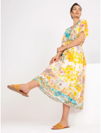 Šaty DHJ SK 15967 1.01P bílá a žlutá