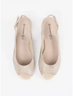 Pohodlné  sandály dámské hnědé na širokém podpatku