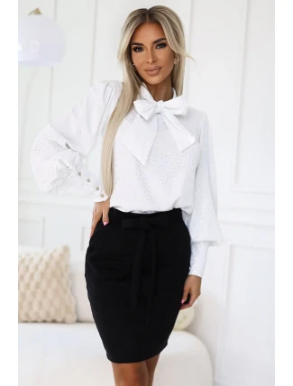 569-2 Semišová sukně s vázáním - ČERNÁ 569-2 Semišová sukně s vázáním - ČERNÁ