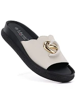 Dámské kožené žabky na platformě béžové S.Barski KV61-6046