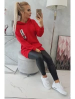 Mikina s kapucí a nášivkami červená Mikina s kapucí a nášivkami červená