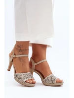 Ozdobené sandály na podpatku D&A MR1038-44 Zlaté