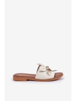 Sandály S Dekorací Přírodní Kůže Zazoo 3667 Bílé Sandály S Dekorací Přírodní Kůže Zazoo 3667 Bílé