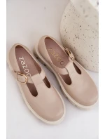 Kožené Polobotky S Přezkou Zazoo 20183 Béžové Kožené Polobotky S Přezkou Zazoo 20183 Béžové